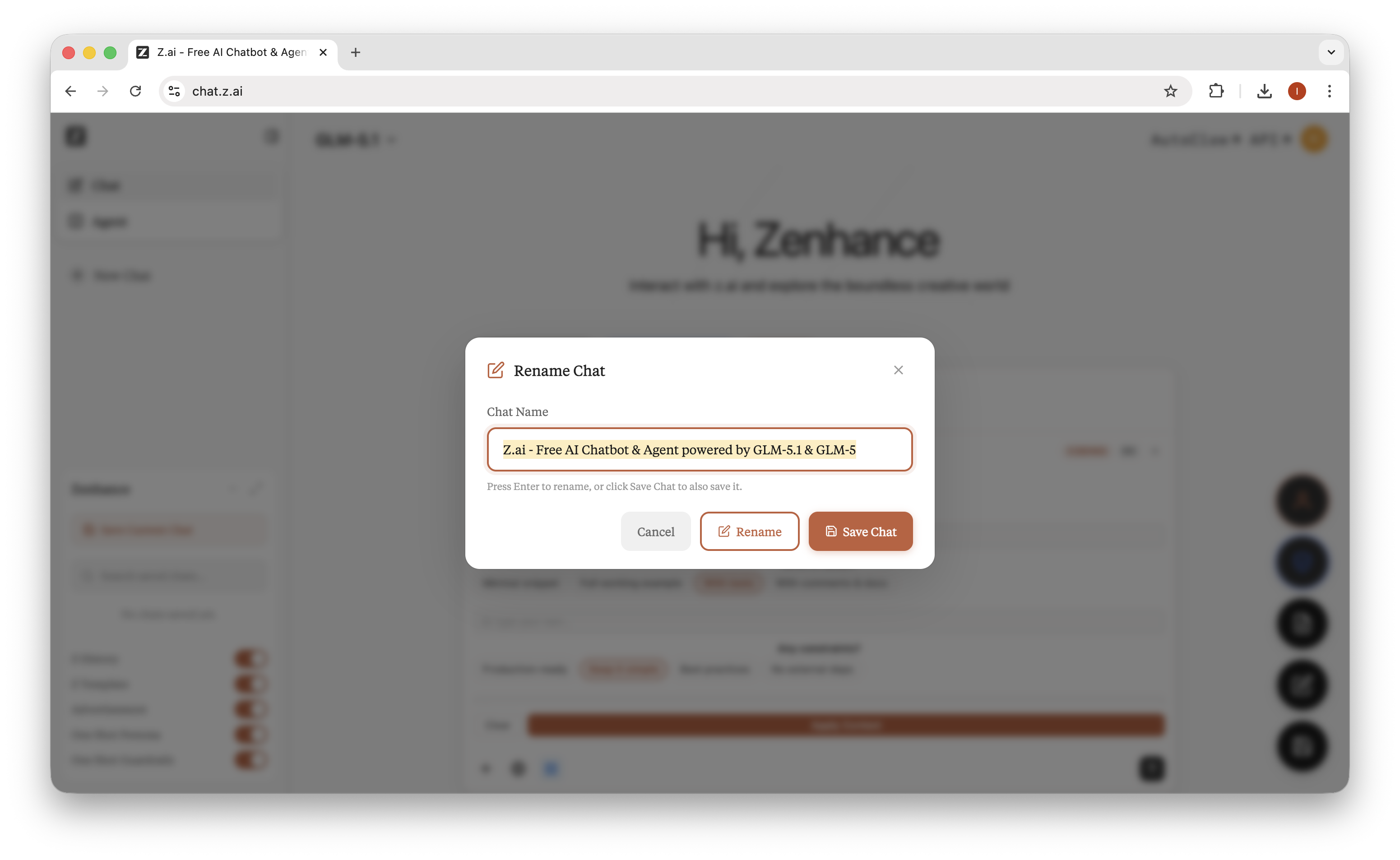 Zenhance screenshot — floating action menu